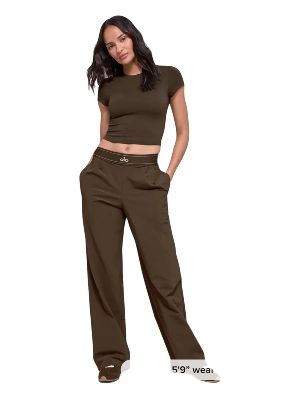 NWT’S ALO Yoga Suit Up Trouser high-waisted lightweight Brown pants L